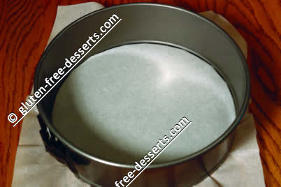 Picture: how to line springform pan with parchment paper.
