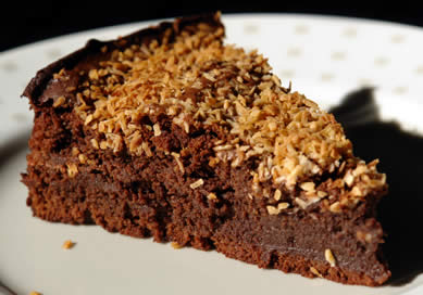 Gluten-Free Semisweet Chocolate Coconut Brownie / Torte